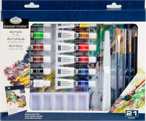 ROYAL & LANGNICKEL ESSENTIALS 21 PIECE ACRYLIC PAINTING BOX SET